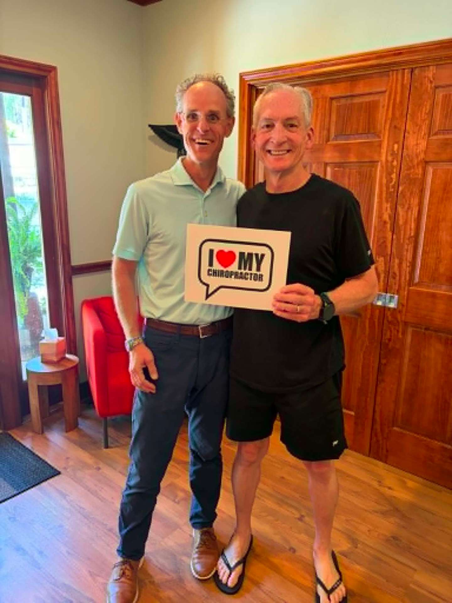 Dr. Sweeney and a longtime patient after a visit